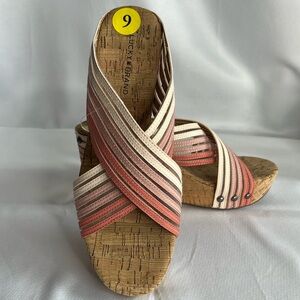 Lucky Brand Cork Wedges Pastel Stripe Size 9